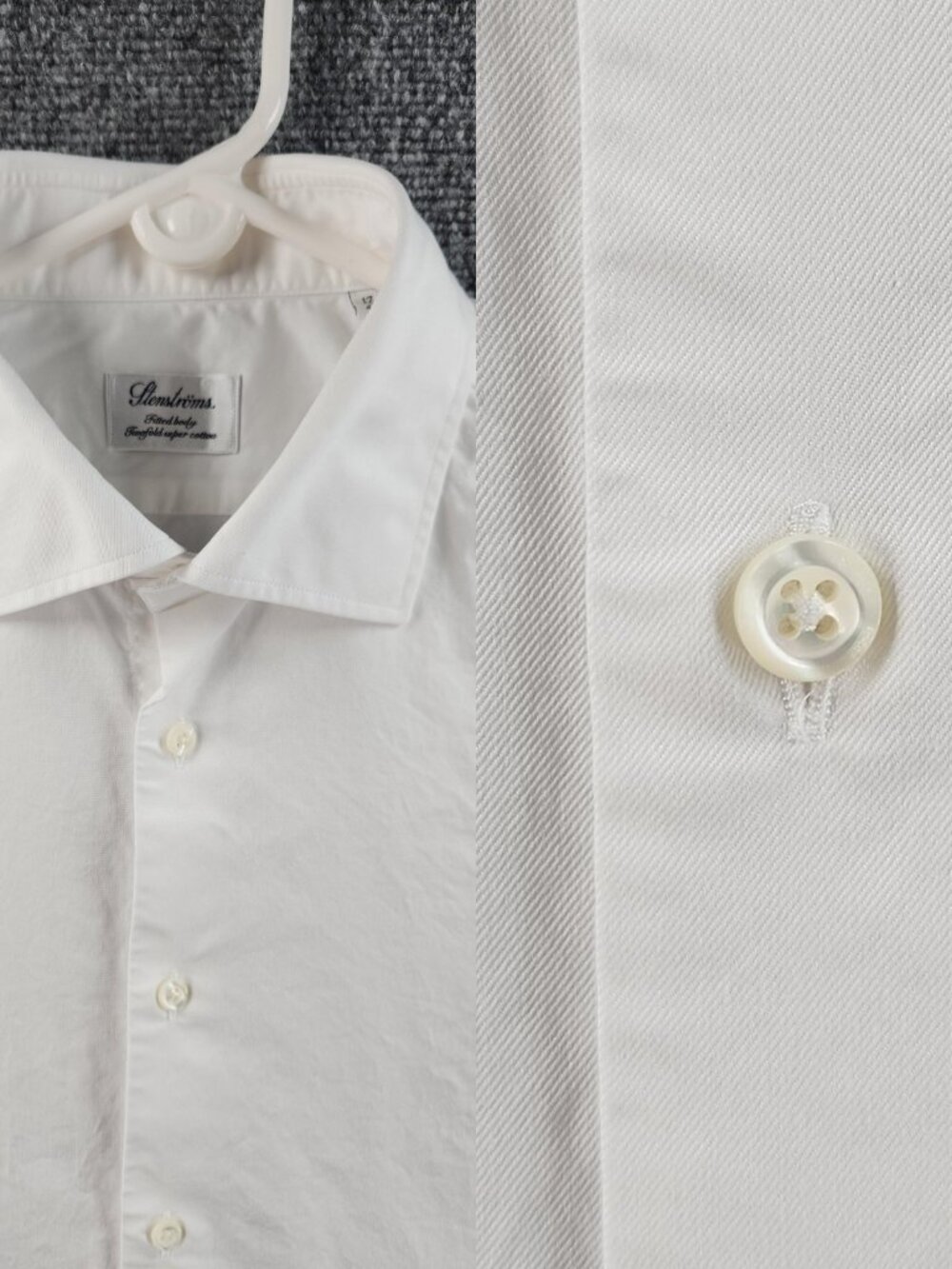 Stenstroms Fitted Body Cotton French Cuff Twofold Super 17 White Button Up Mens